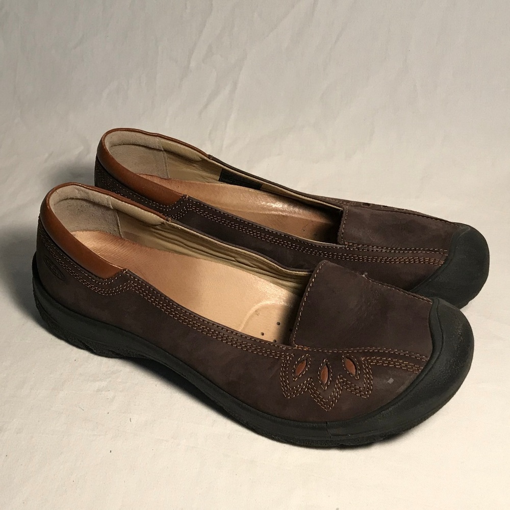 Keen Barika Brown Leather Slip on Shoes Women 9.5